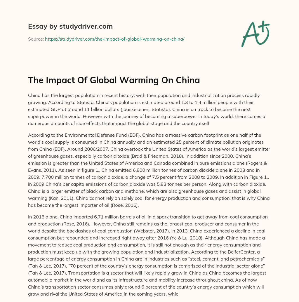The Impact of Global Warming on China essay