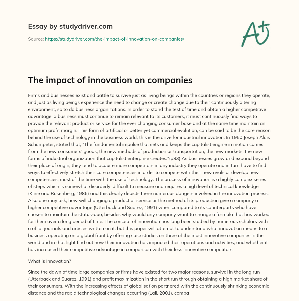 The Impact of Innovation on Companies essay