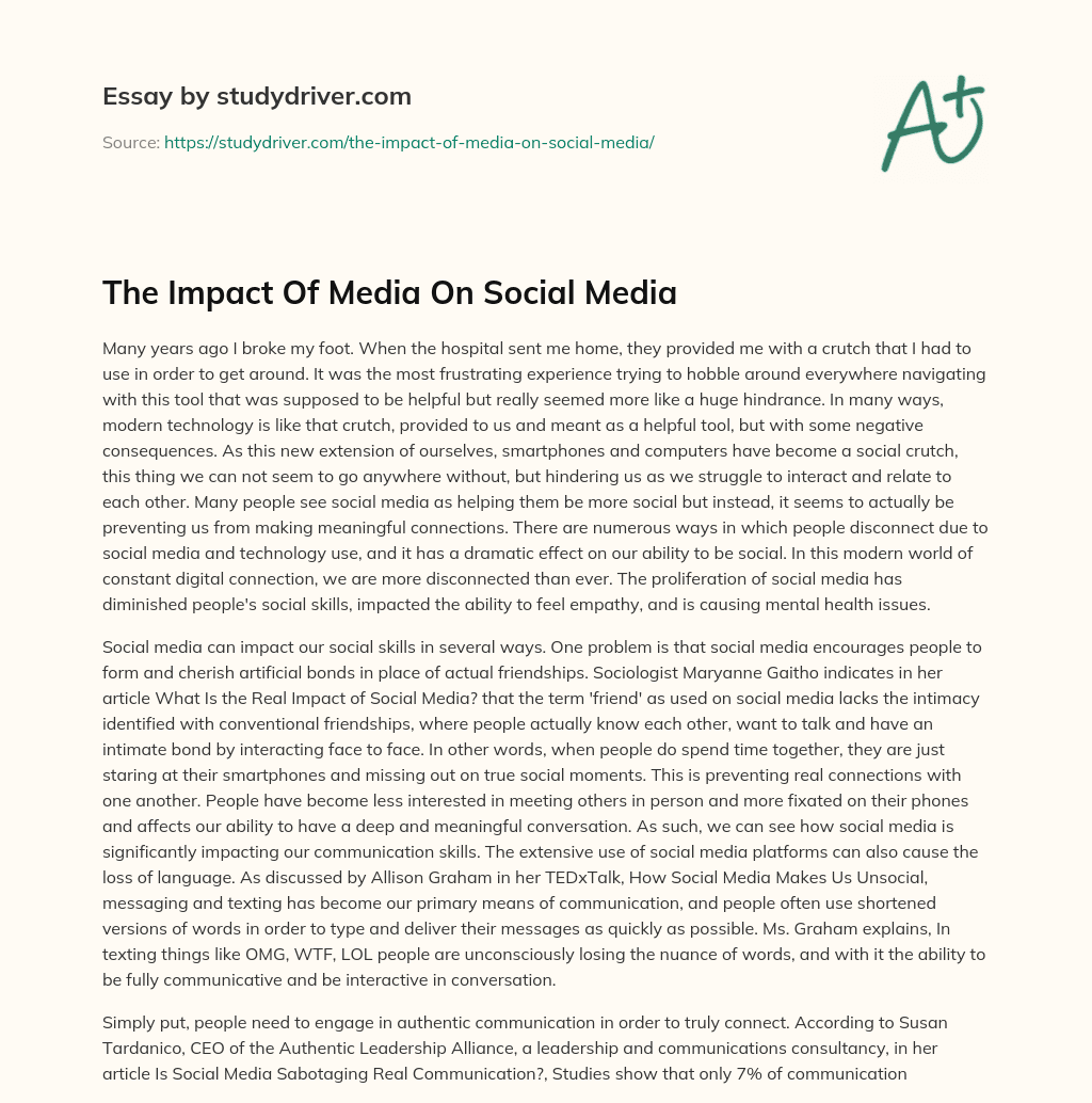 The Impact of Media on Social Media essay