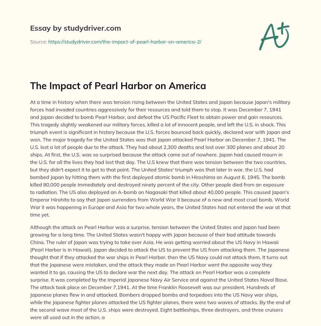 The Impact of Pearl Harbor on America essay