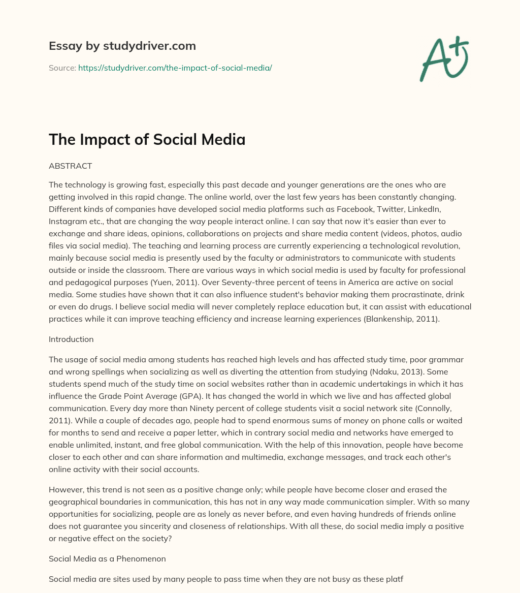 The Impact of Social Media essay