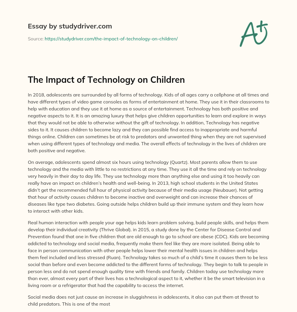 The Impact of Technology on Children essay