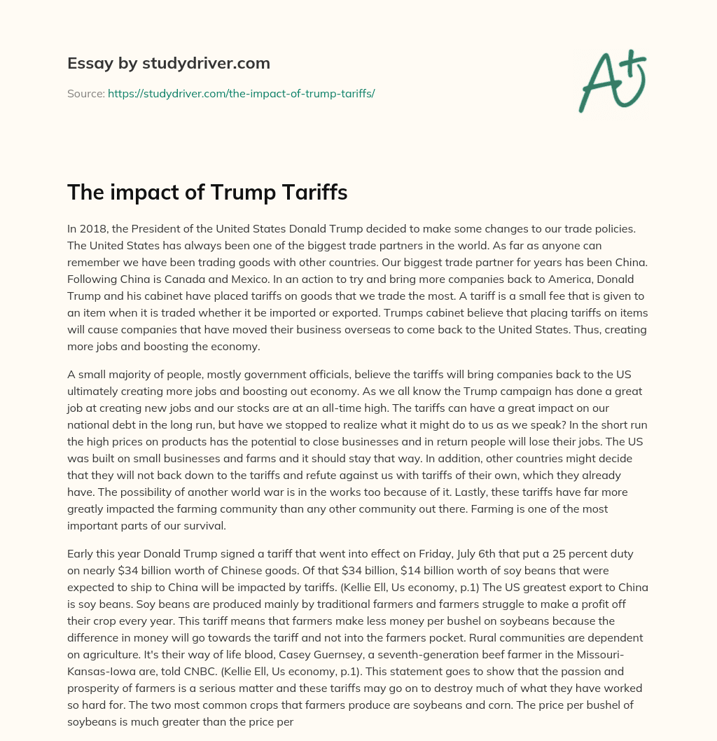 The Impact of Trump Tariffs essay