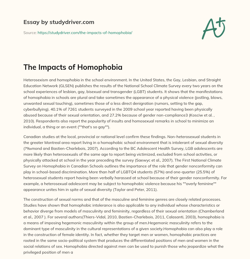 The Impacts of Homophobia essay