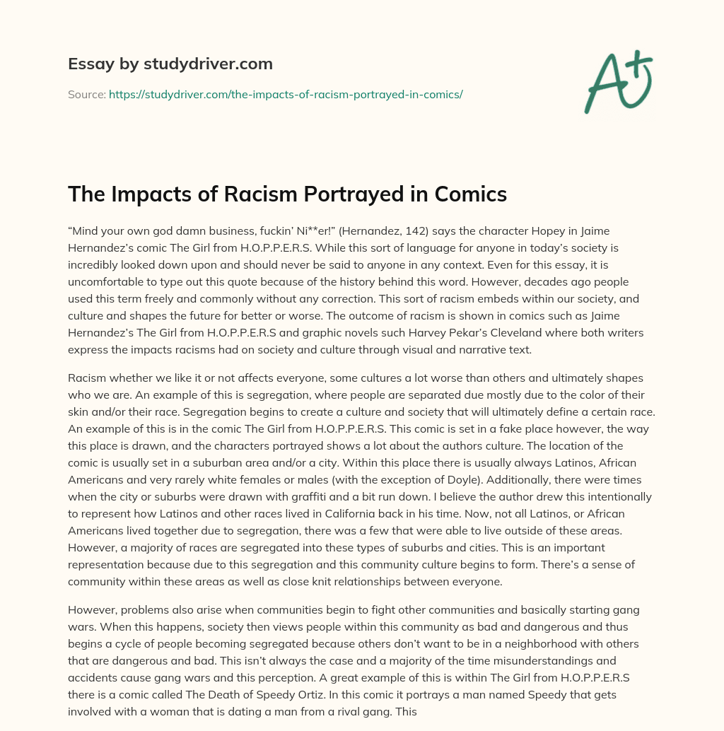 The Impacts of Racism Portrayed in Comics essay