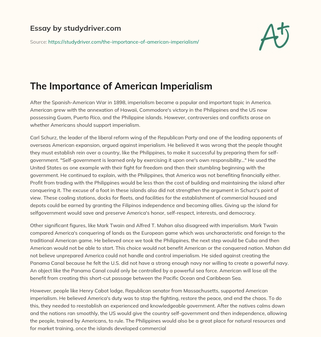 The Importance of American Imperialism essay
