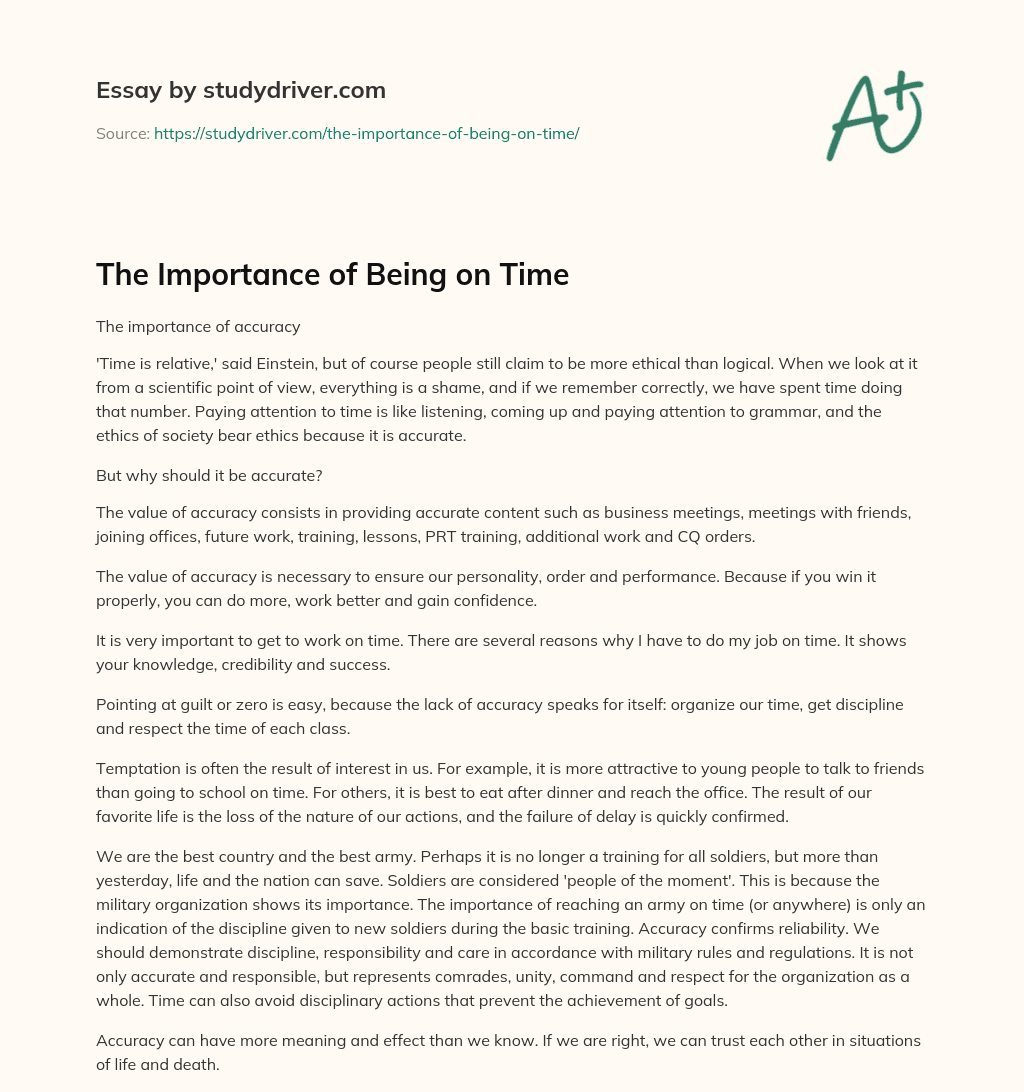 The Importance of being on Time essay