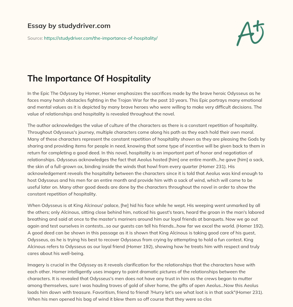 The Importance of Hospitality essay