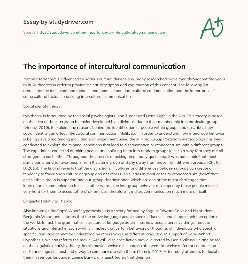 The Importance of Intercultural Communication essay