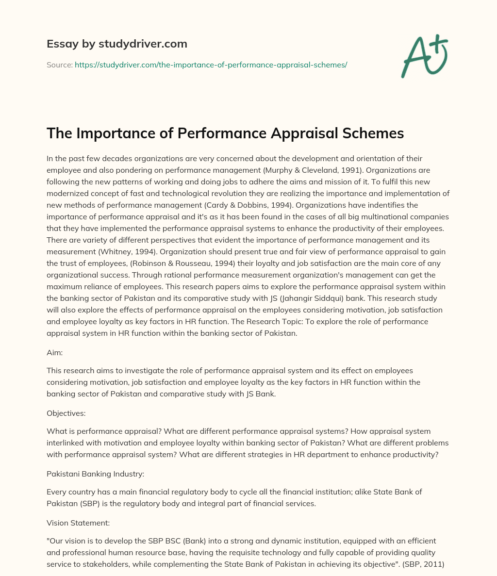 The Importance of Performance Appraisal Schemes essay