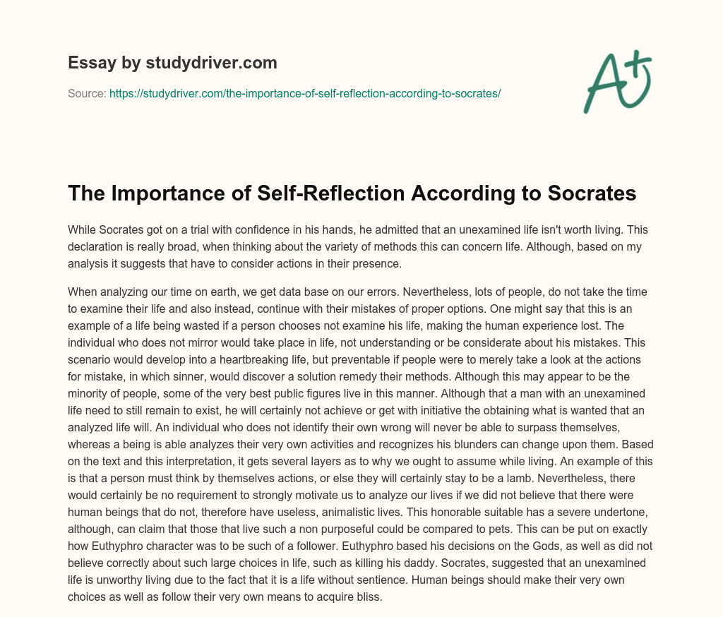 The Importance of Self-Reflection According to Socrates essay