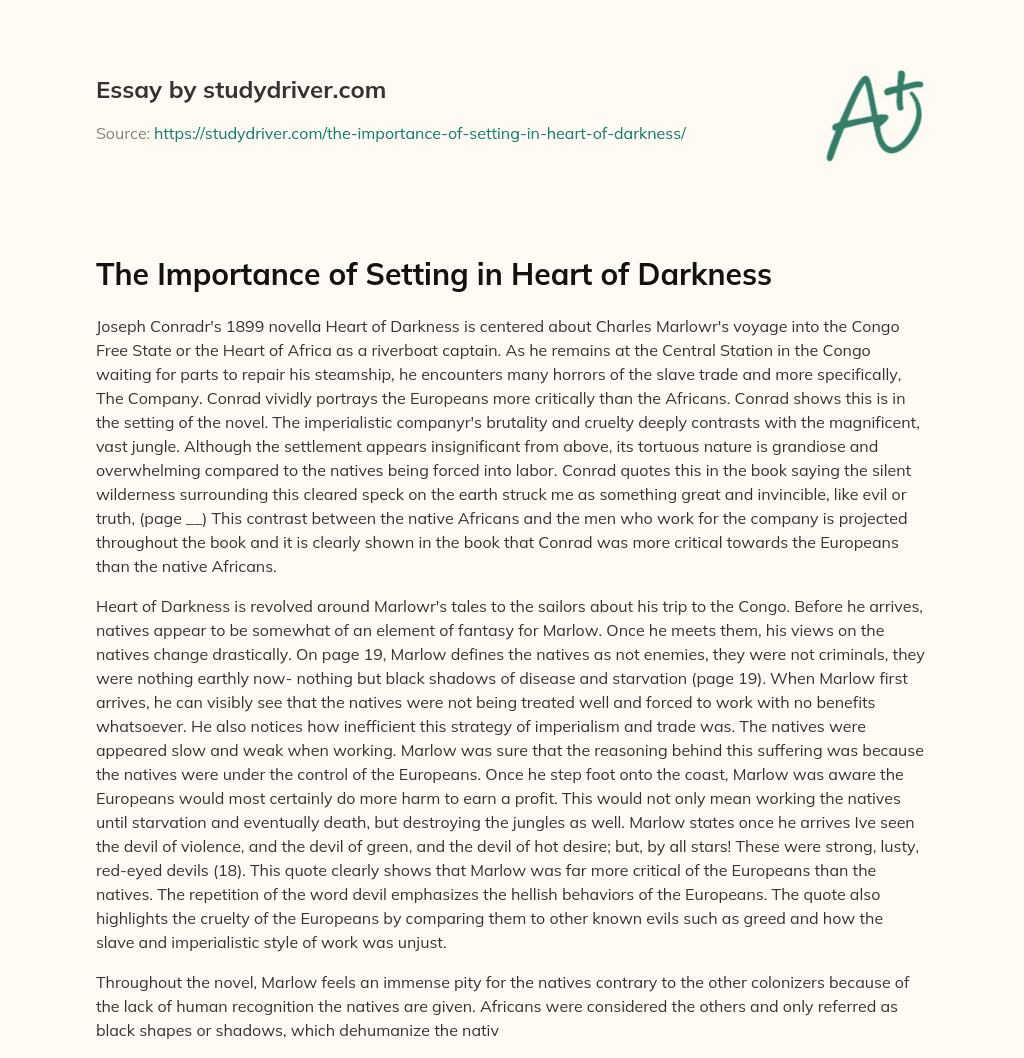The Importance of Setting in Heart of Darkness essay