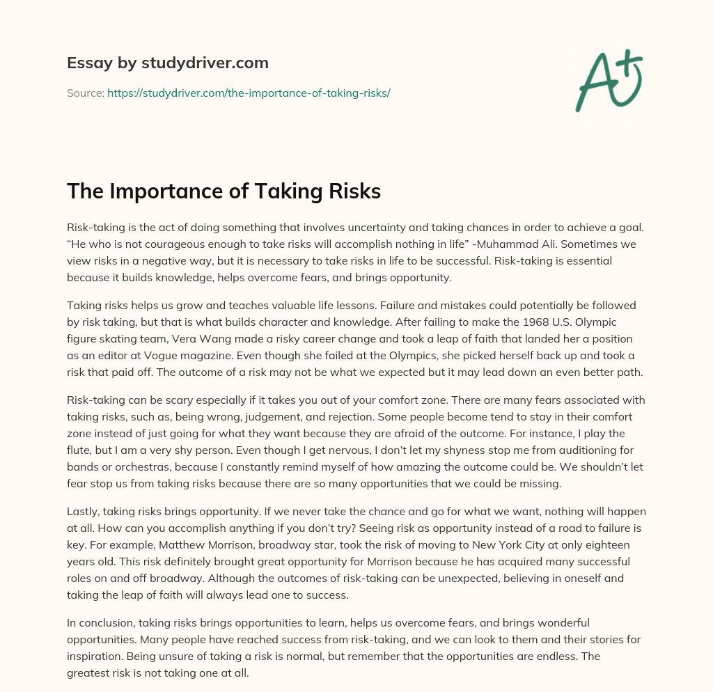 essay on importance of taking risks