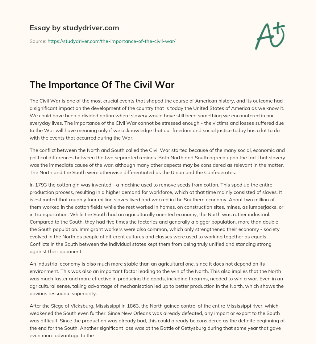 The Importance of the Civil War essay