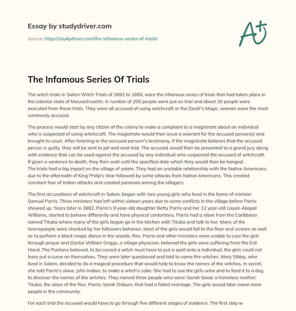 The Infamous Series of Trials essay