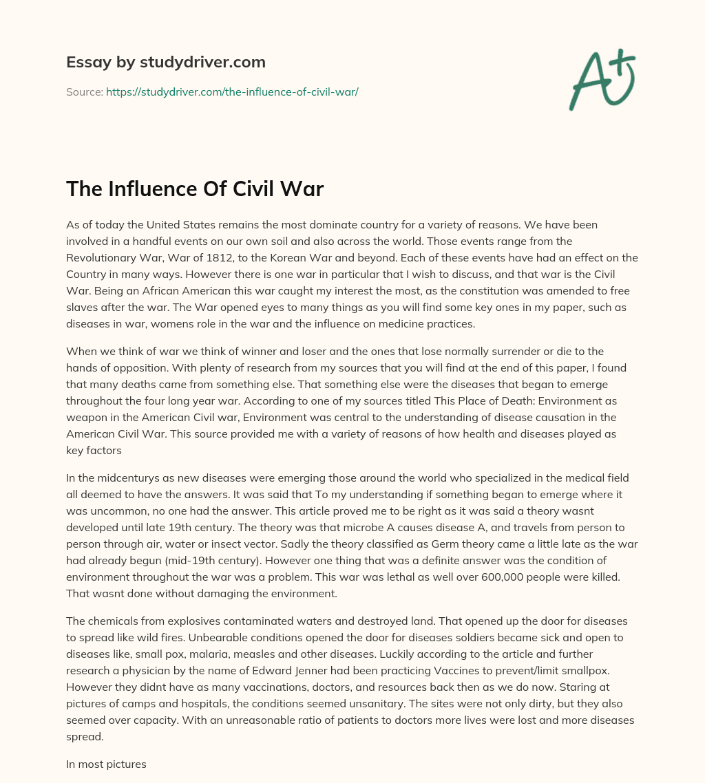 The Influence of Civil War essay