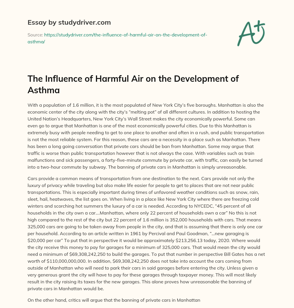 The Influence of Harmful Air on the Development of Asthma essay