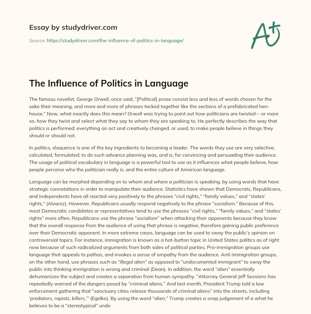 The Influence of Politics in Language essay