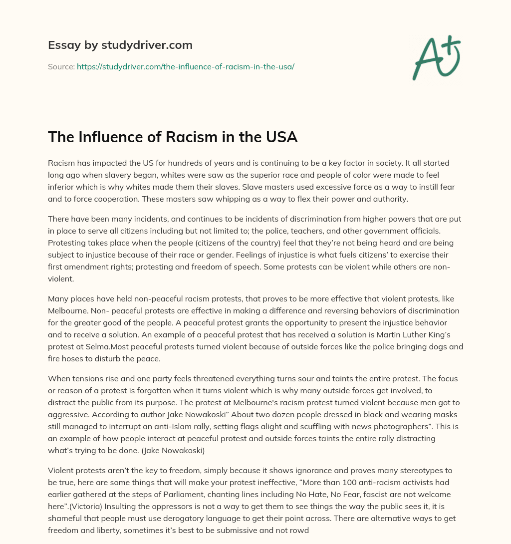 The Influence of Racism in the USA essay