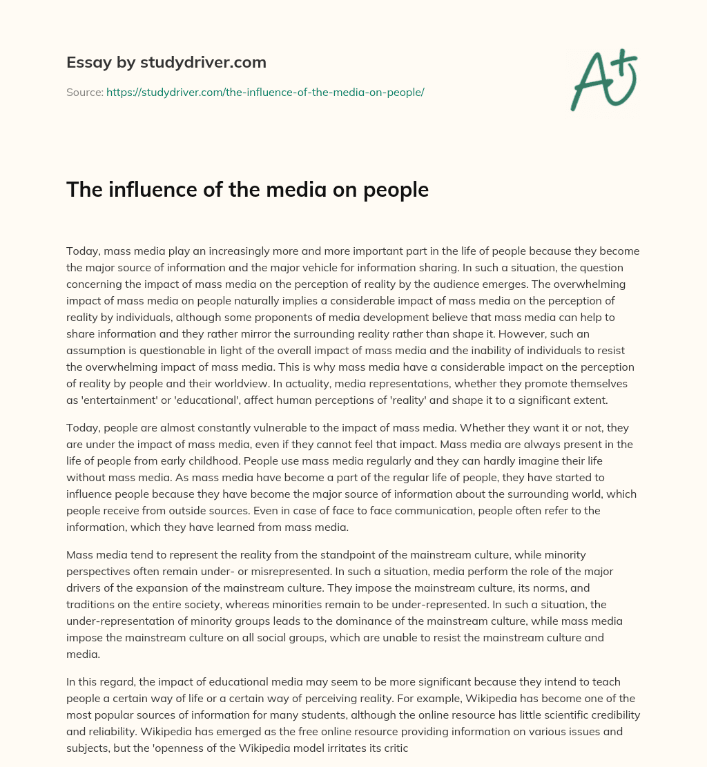 The Influence of the Media on People essay