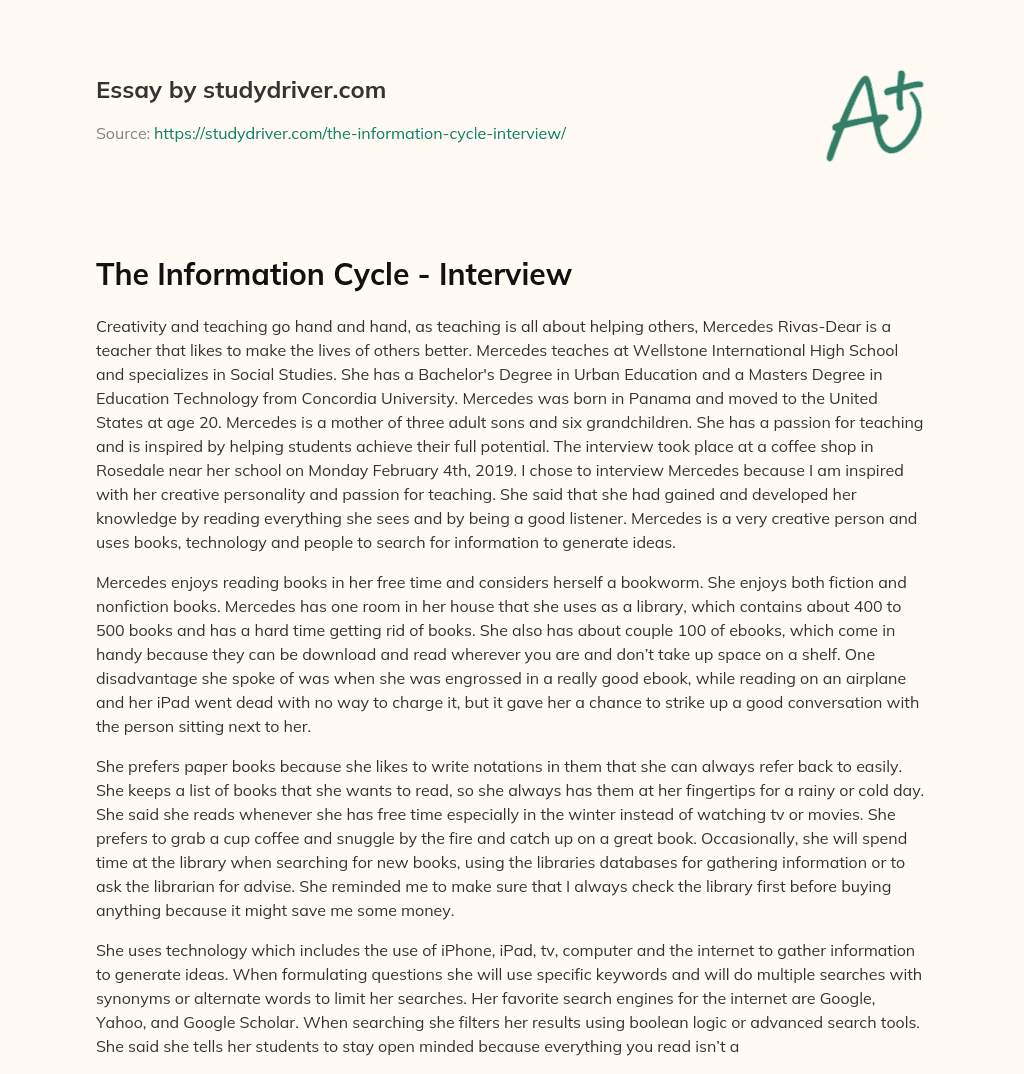 The Information Cycle – Interview essay