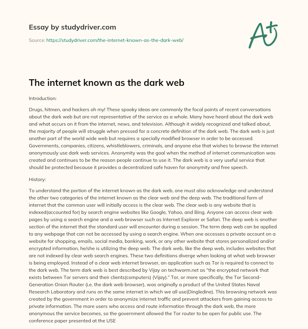 The Internet Known as the Dark Web essay