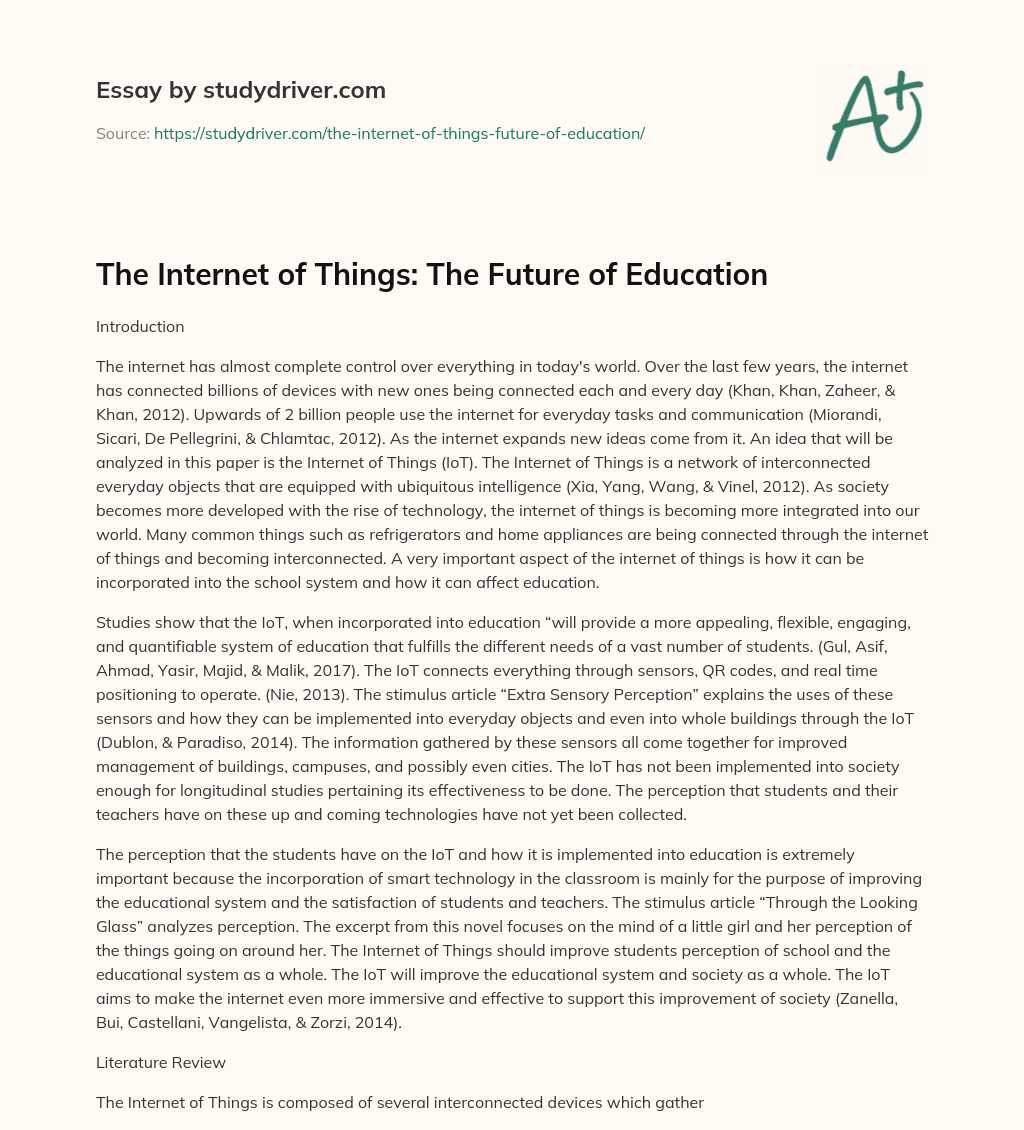 The Internet of Things: the Future of Education   essay