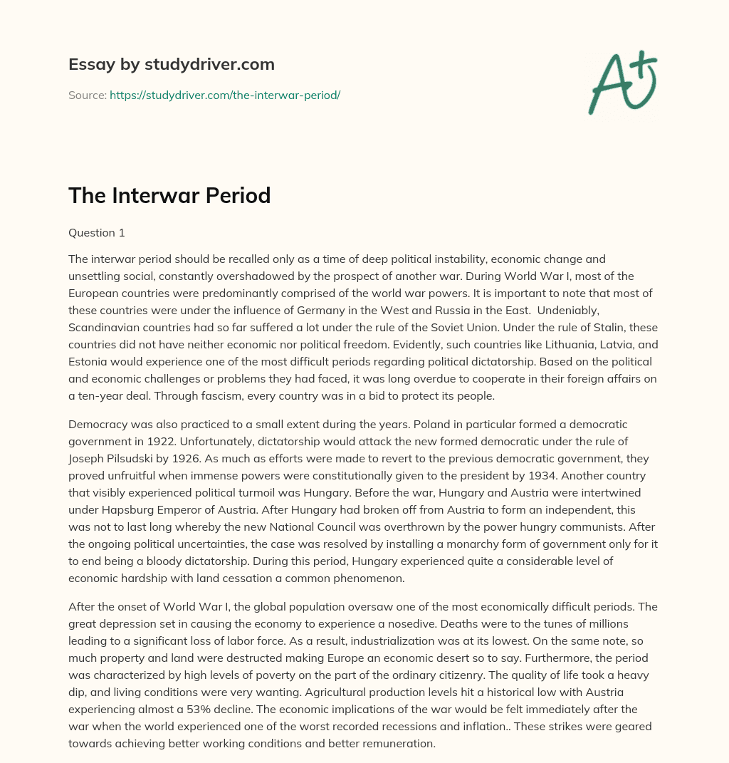 The Interwar Period essay