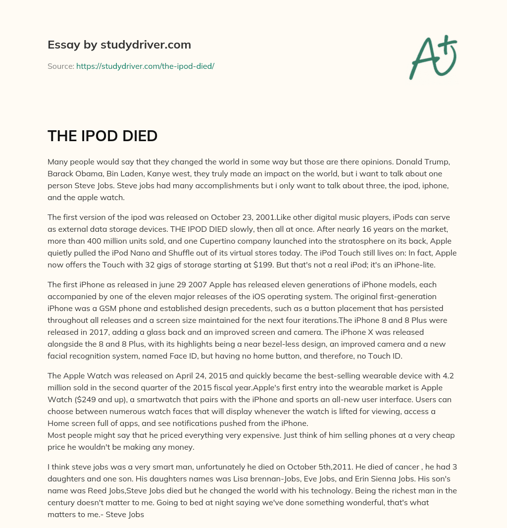 THE IPOD DIED essay
