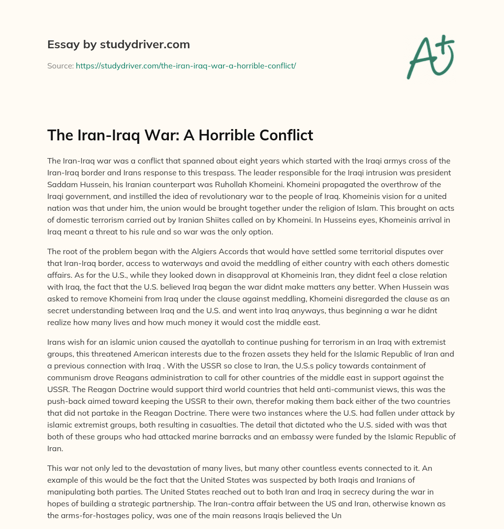 The Iran-Iraq War: a Horrible Conflict essay