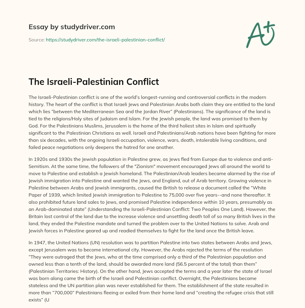 The Israeli-Palestinian Conflict essay