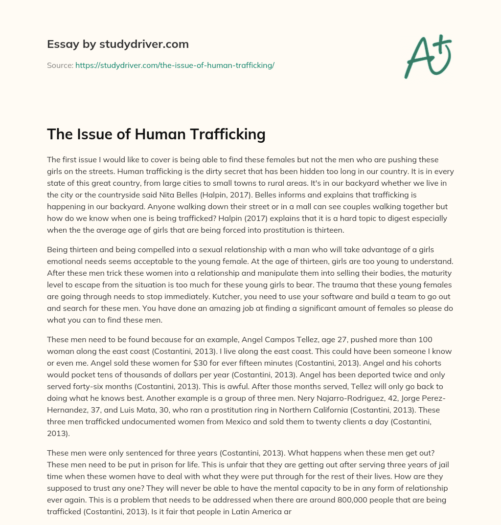 The Issue of Human Trafficking essay