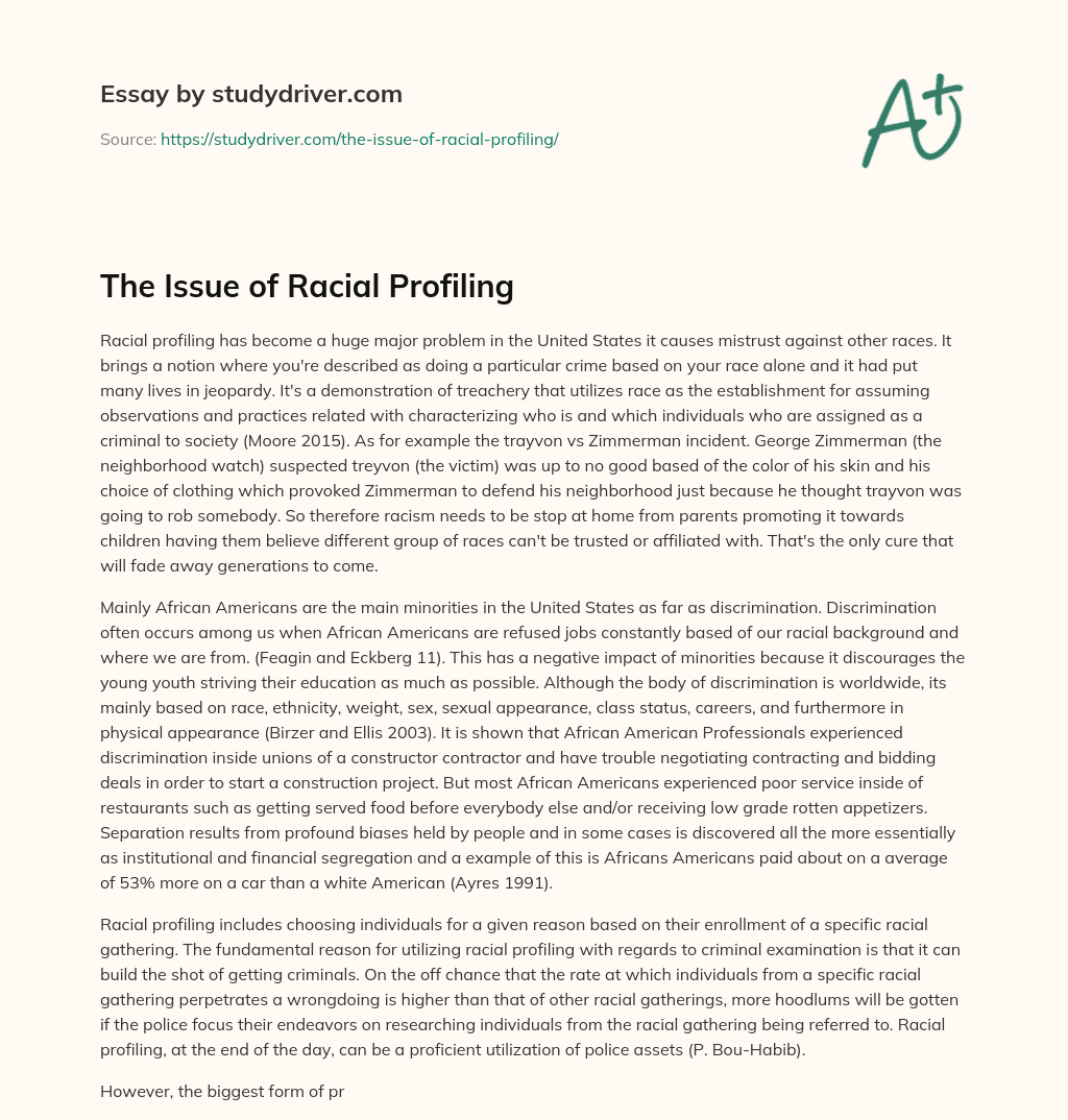 The Issue of Racial Profiling essay