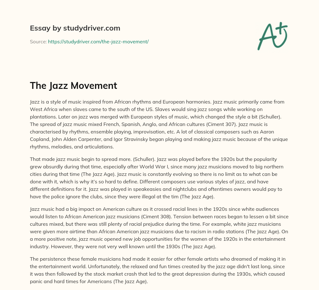 The Jazz Movement essay
