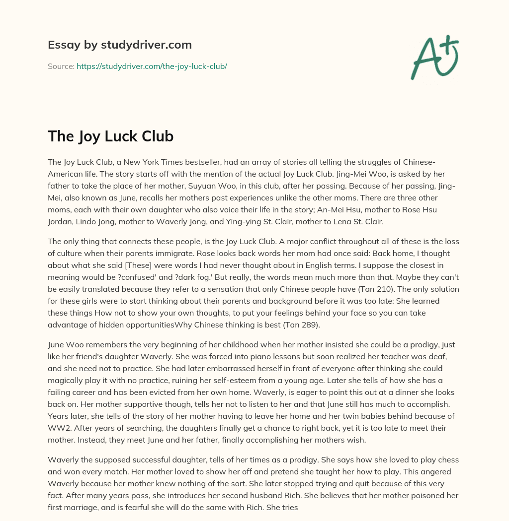 The Joy Luck Club essay