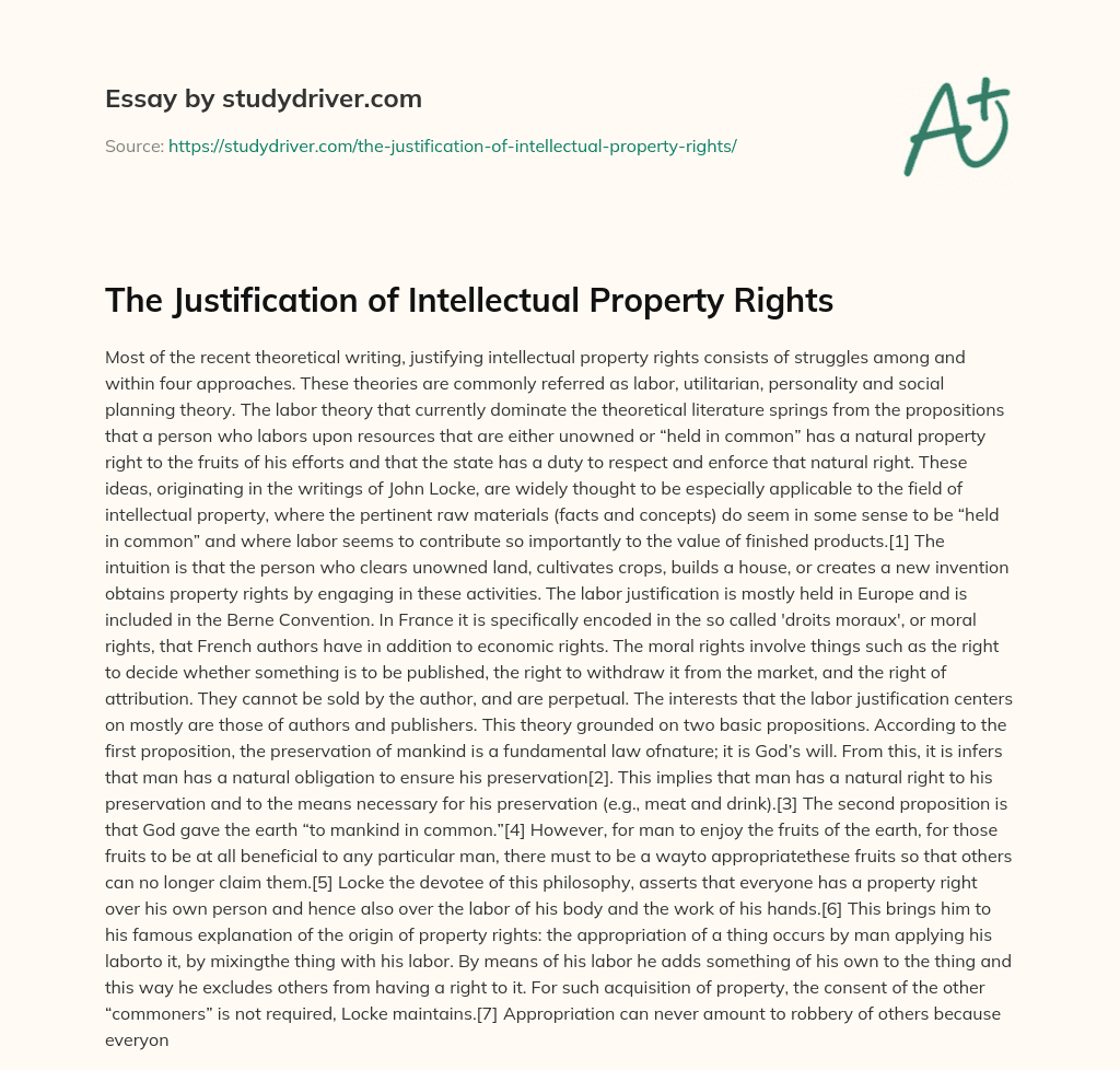 The Justification of Intellectual Property Rights essay