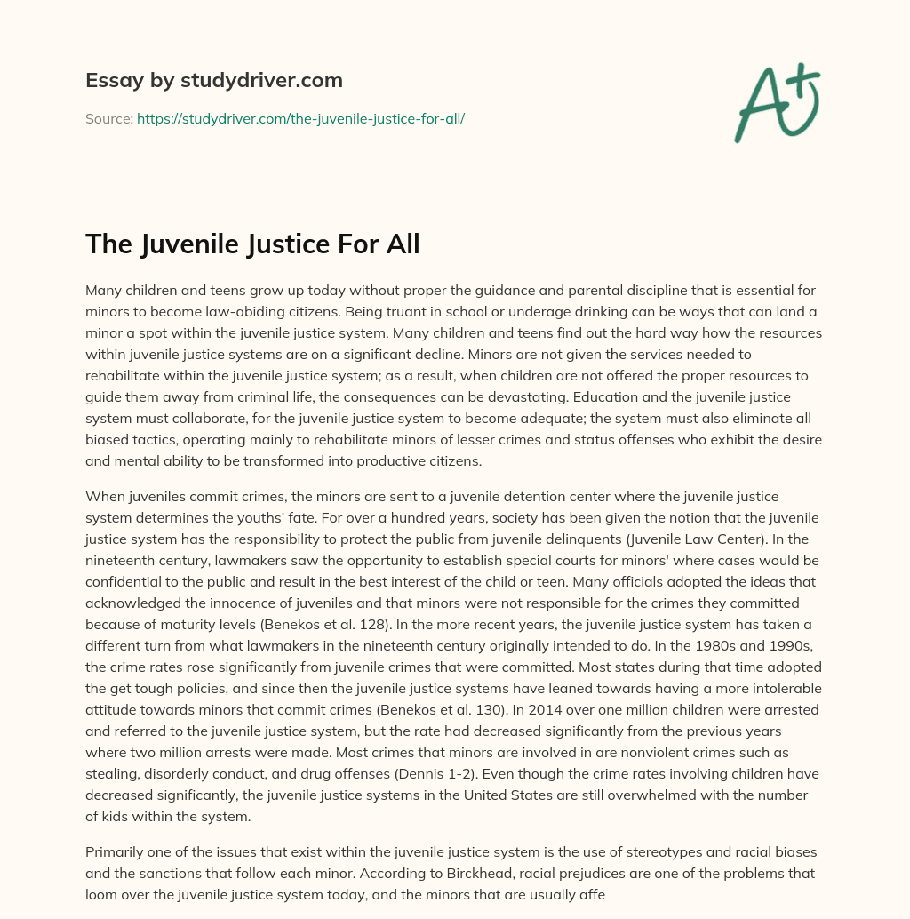 The Juvenile Justice for all essay