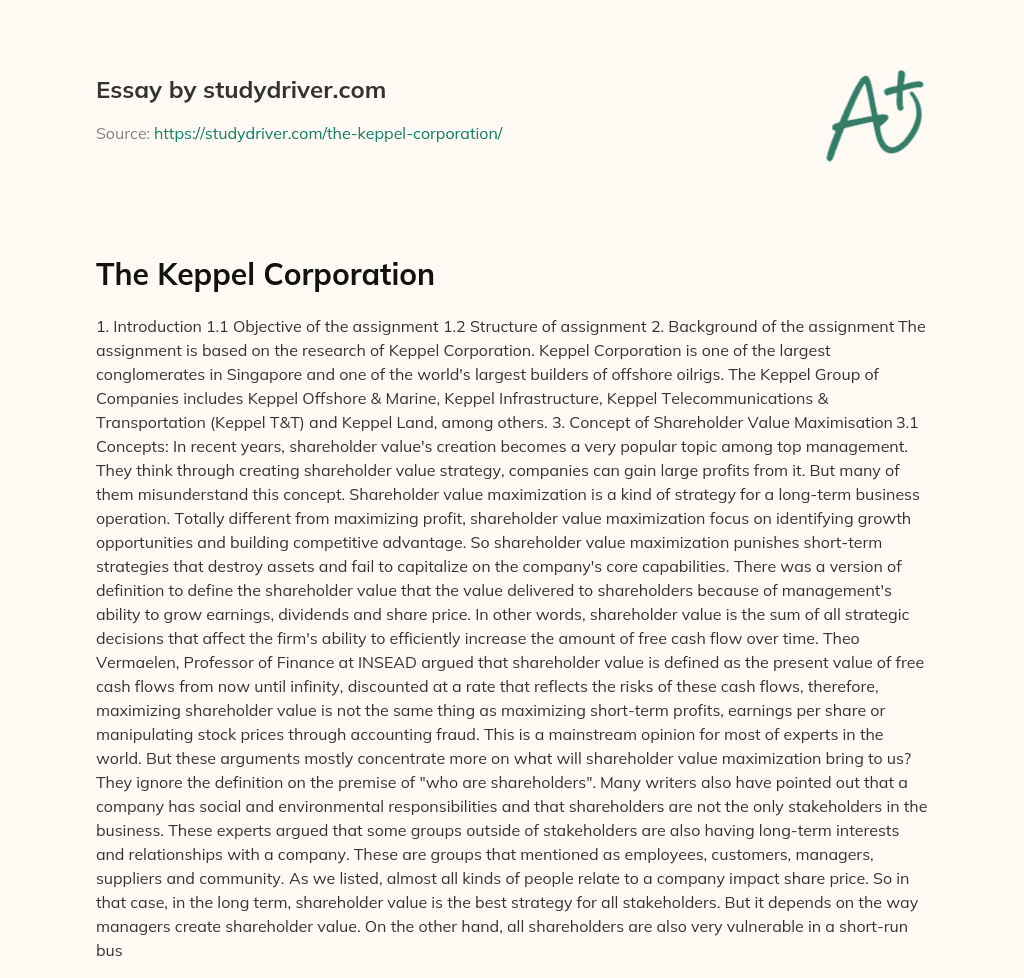 The Keppel Corporation essay