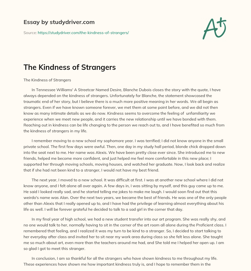 The Kindness of Strangers essay