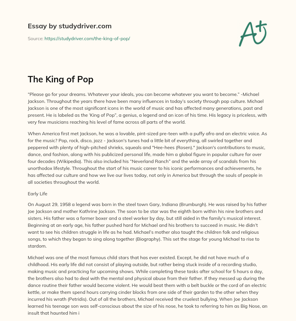 The King of Pop essay
