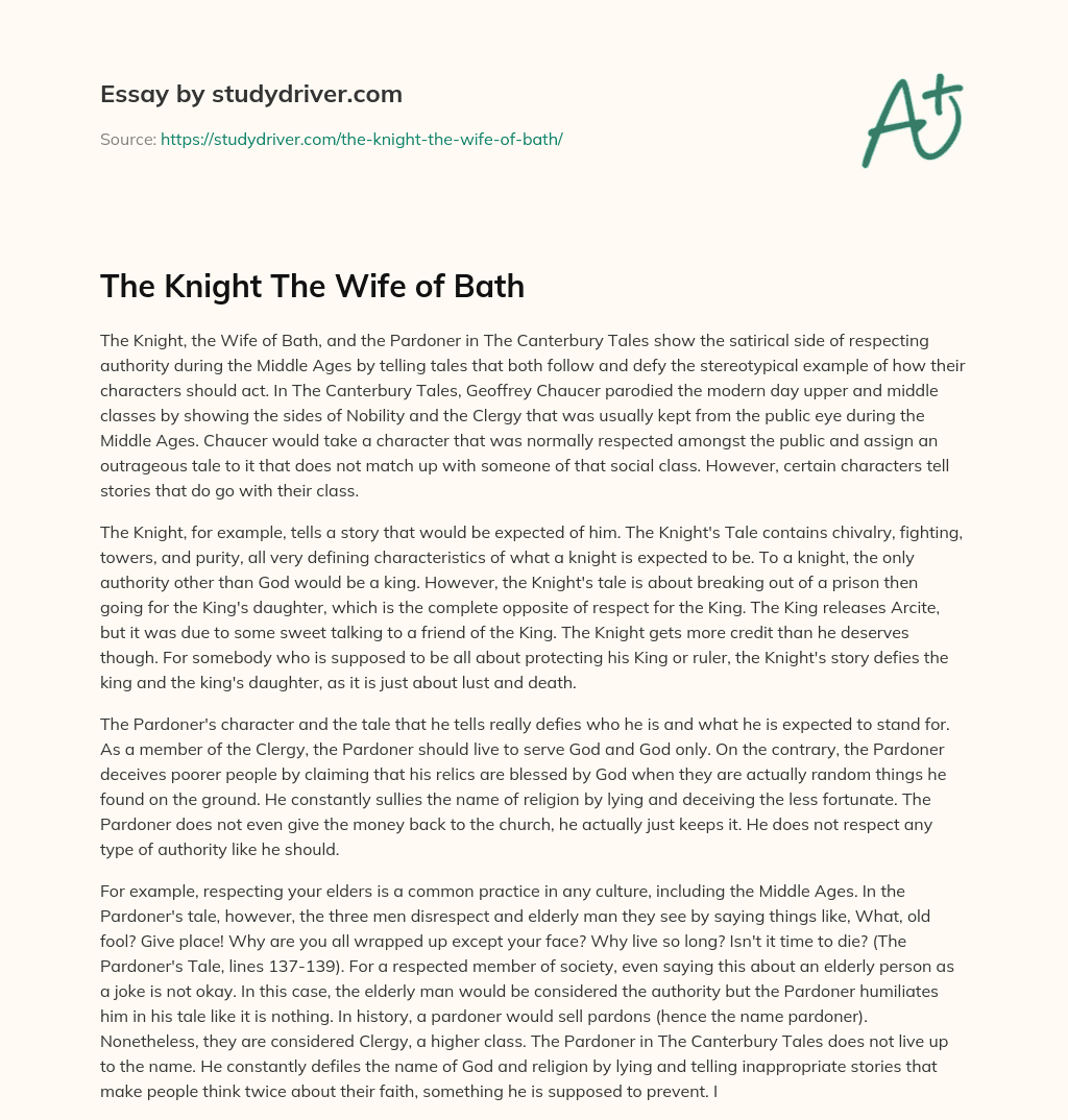 The Knight the Wife of Bath essay