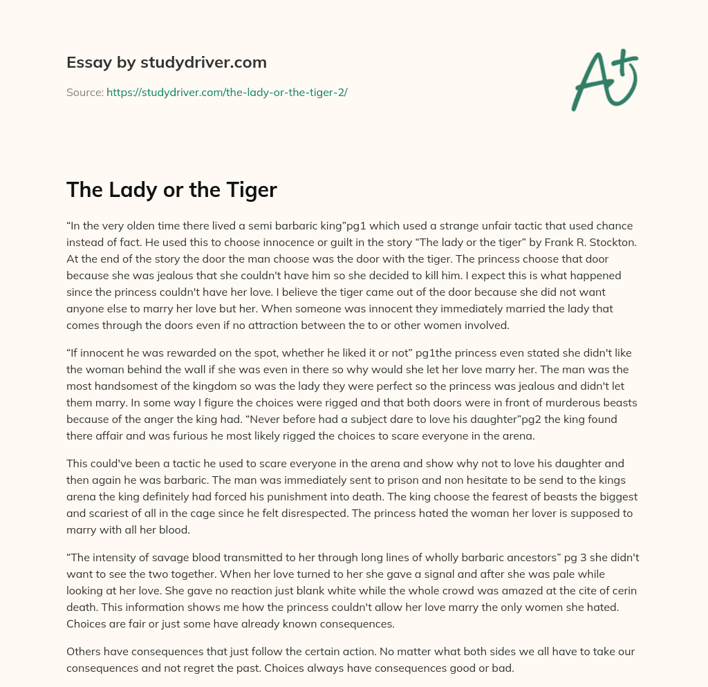 The Lady or the Tiger essay