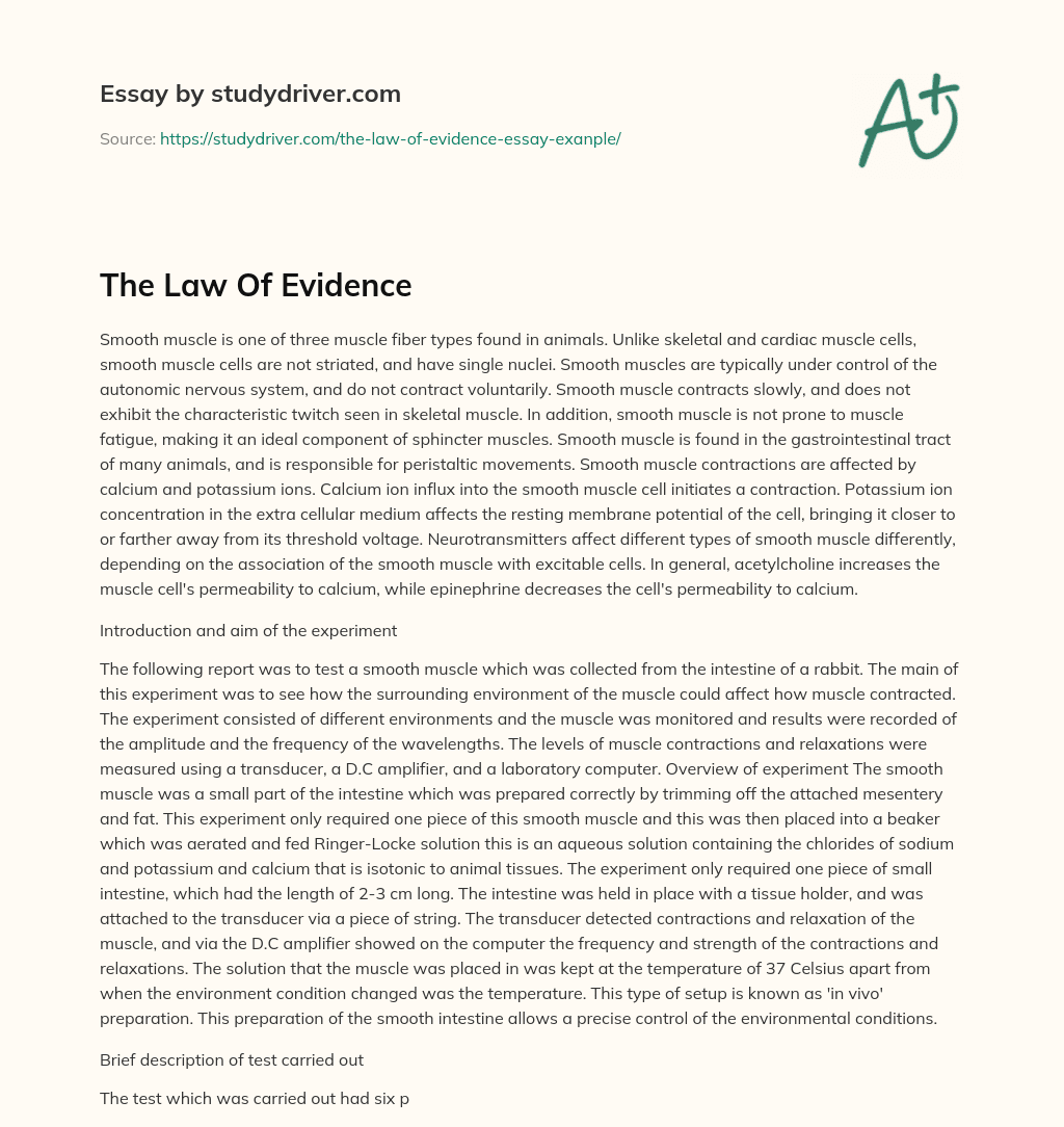 The Law of Evidence essay