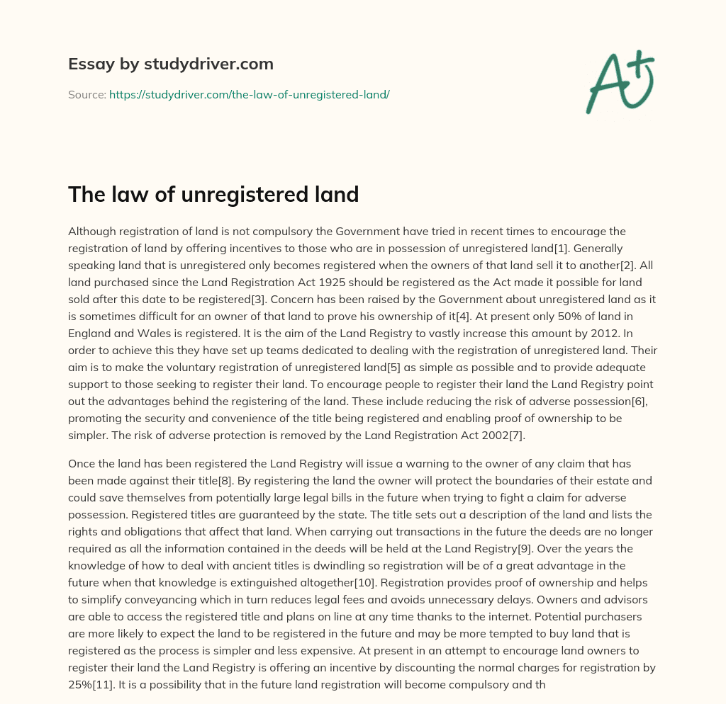 The Law of Unregistered Land essay