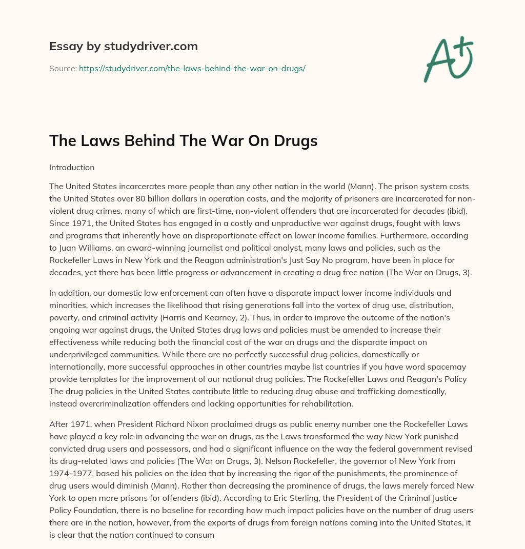 The Laws Behind the War on Drugs essay