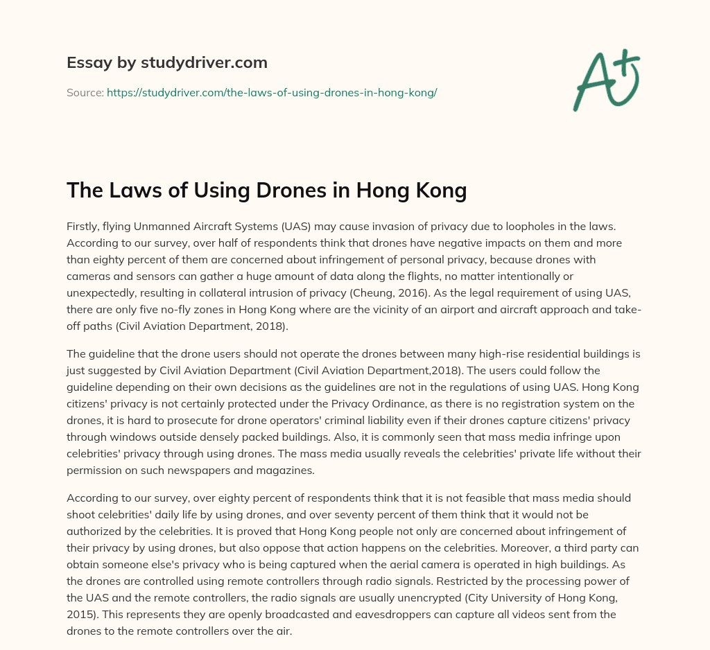 The Laws of Using Drones in Hong Kong essay