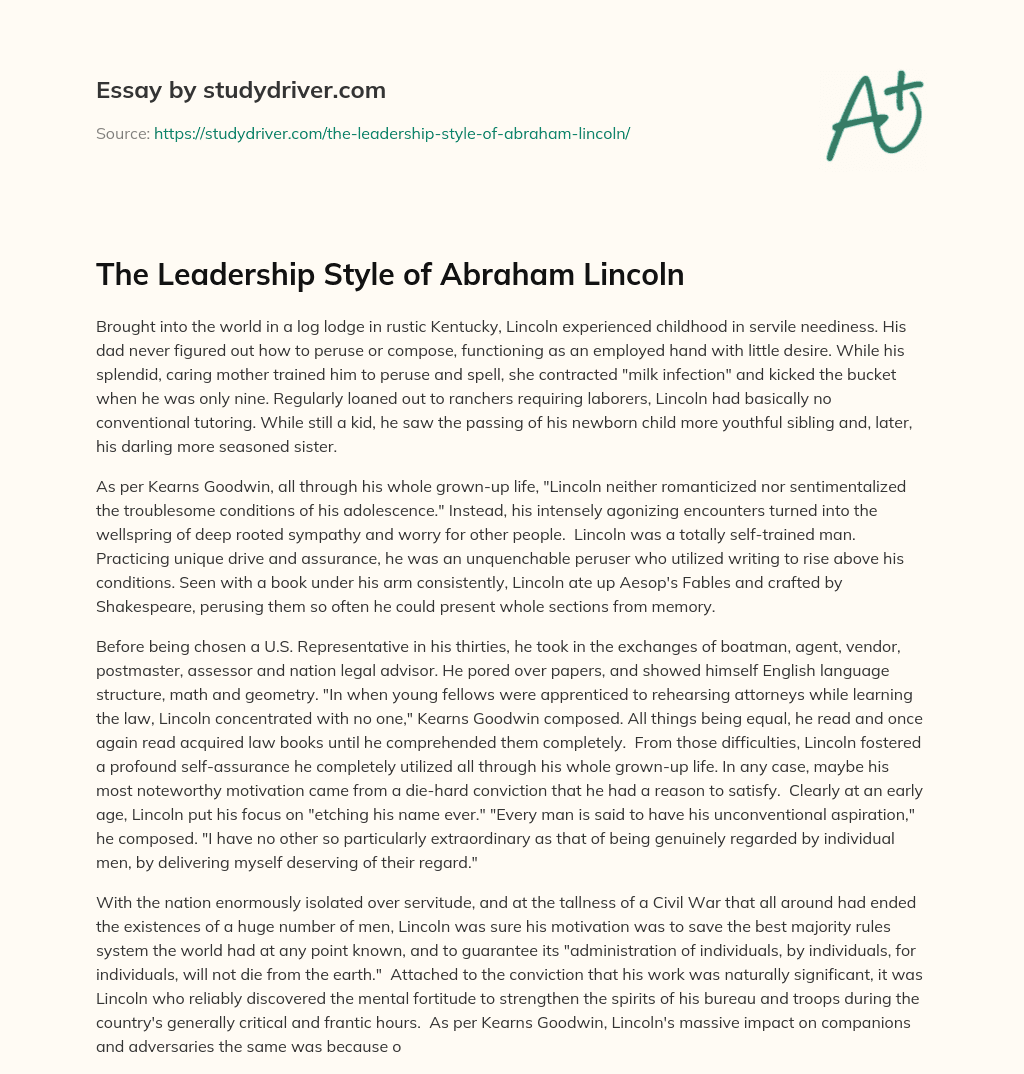 The Leadership Style of Abraham Lincoln essay