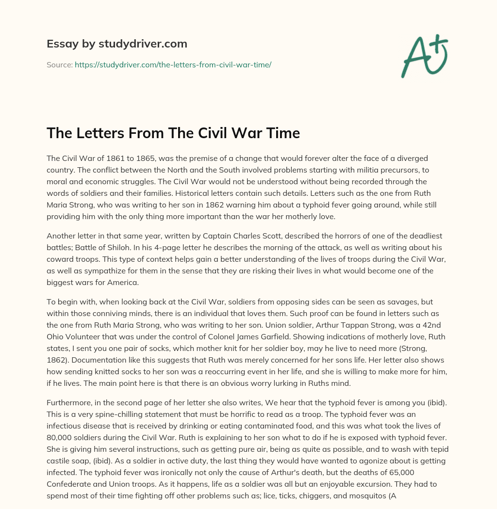 The Letters from the Civil War Time essay