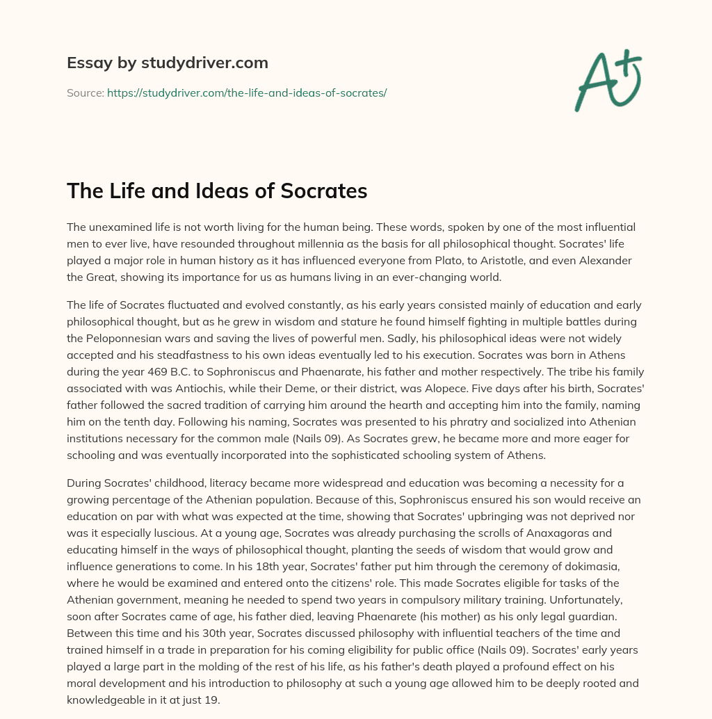 The Life and Ideas of Socrates essay