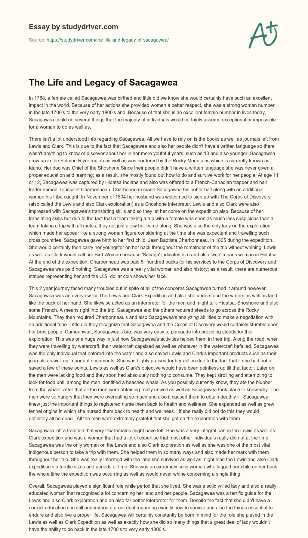 The Life and Legacy of Sacagawea essay